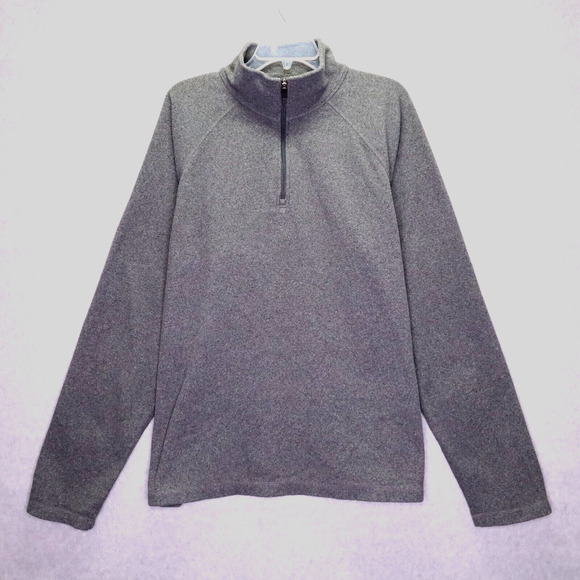 Lands End Fleece Mens 46 48 XL Gray Quarter Zip Pullover ThermaCheck Gorpcore - Picture 1 of 9